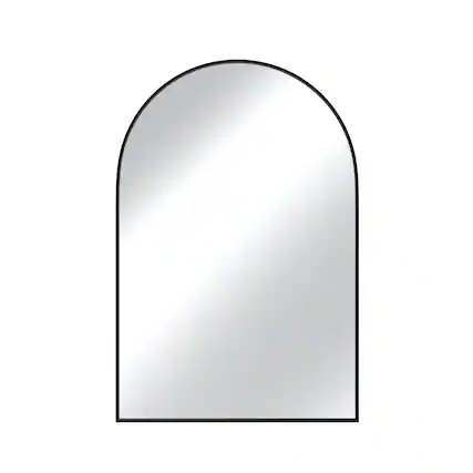 Front. Boyel Living - 24 x 36 in Elegant Arch Mirror with Sleek Black Aluminum Frame and Premium Glass.