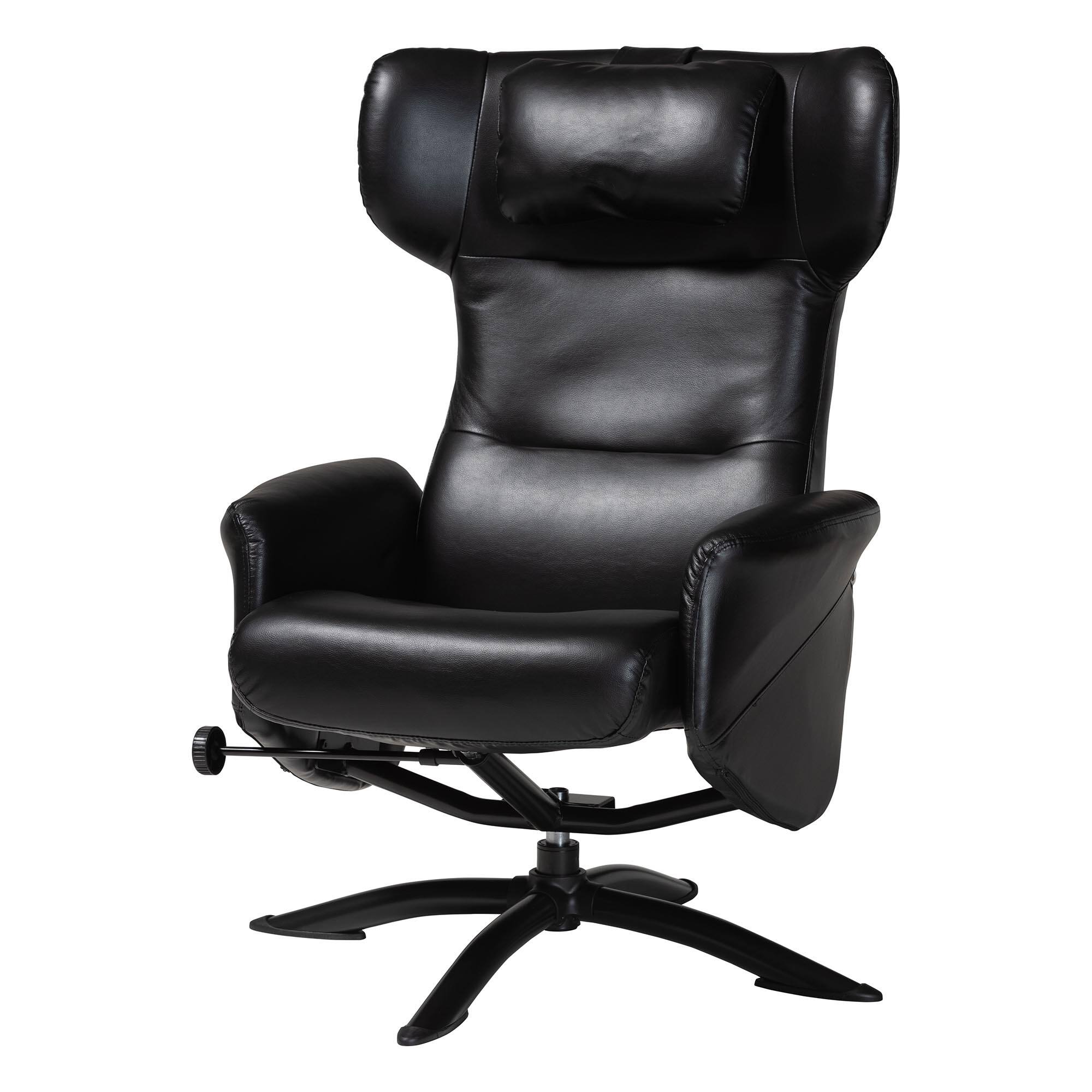 Alt View 2. Baxton Studio - Elwood Modern Faux Leather 2-Piece Lounge Chair and Footrest Set - Black.