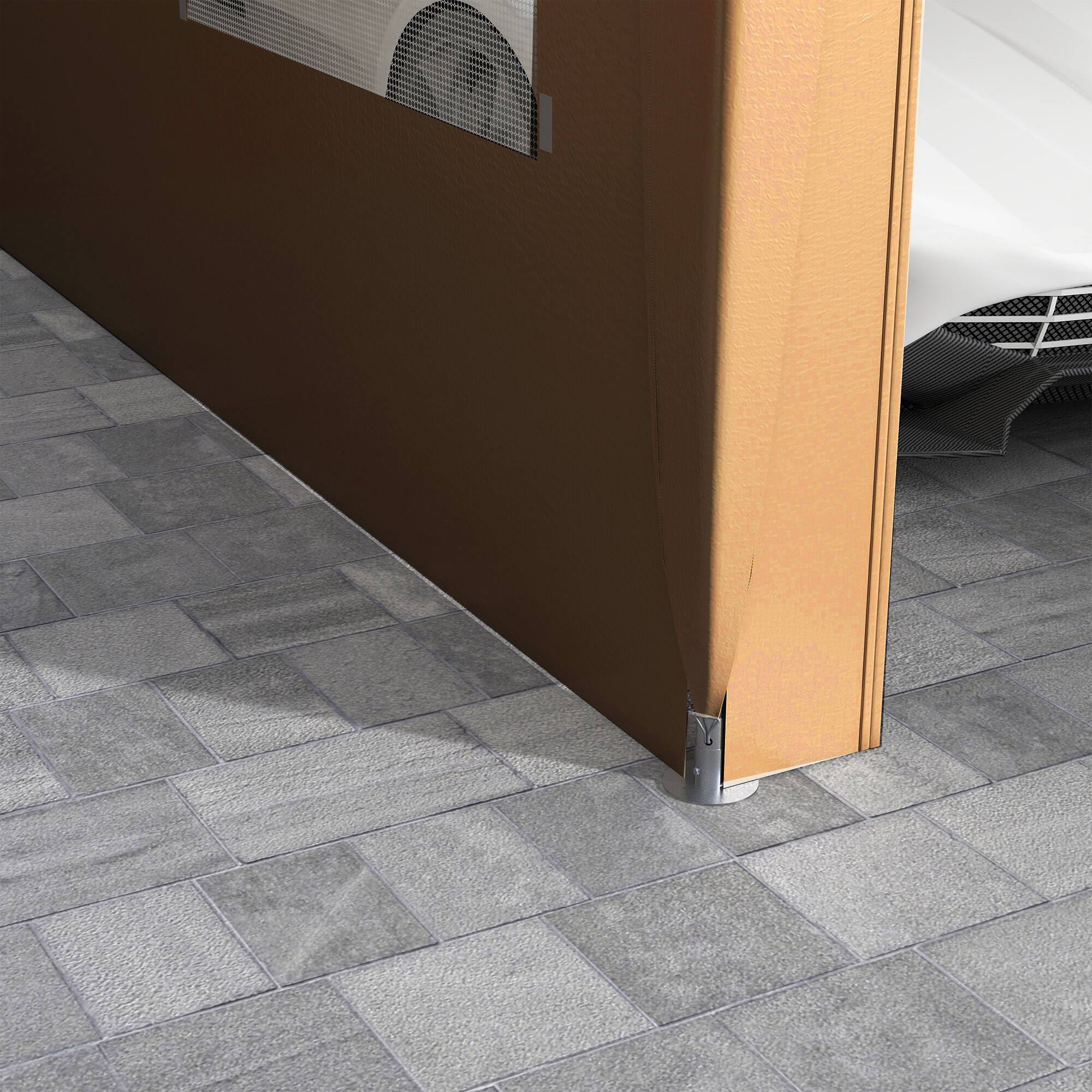 Alt View 8. Outsunny - Carport 10' x 20' Portable Garage, Heavy Duty Car Port Canopy with 2 Roll-up Doors & 4 Ventilated Windows - Tan.