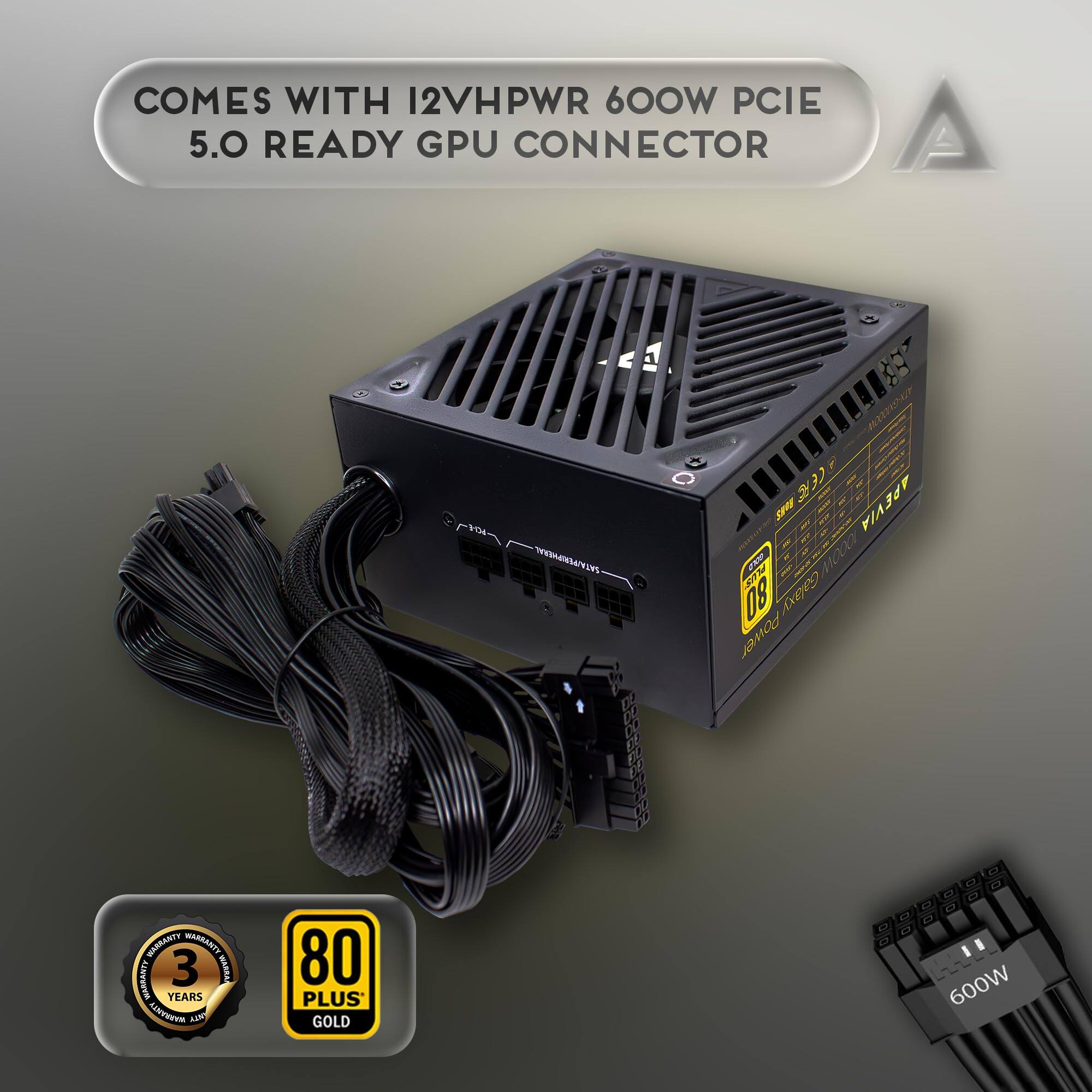 COMES WITH 12VHPWR 600W PCIE 5.0 READY GPU CONNECTOR

1200W 80 PLUS GOLD

3 YEARS WARRANTY