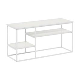FurniFact - Modern White TV Stand for TVs up to 50 Inch with Solid Wood and Walnut Veneers - Green