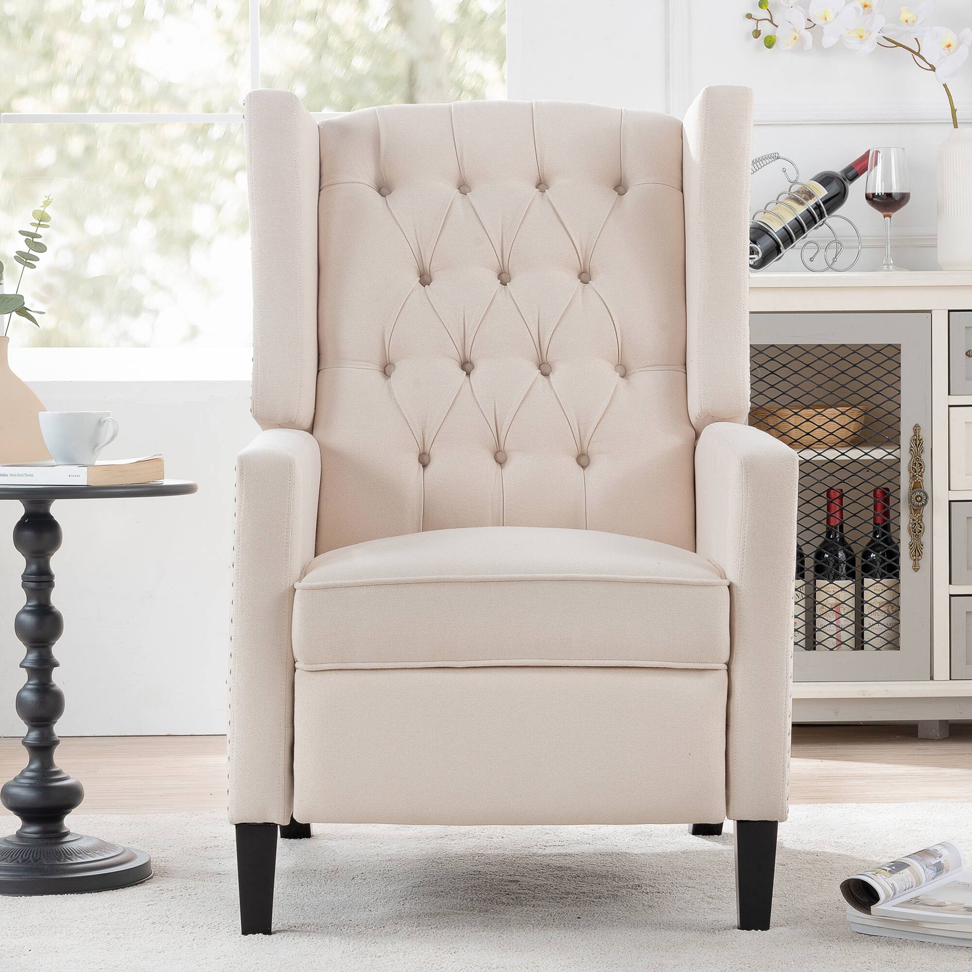 Angle. TinyHomie - Manual Wing Chair Recliner - Gray.