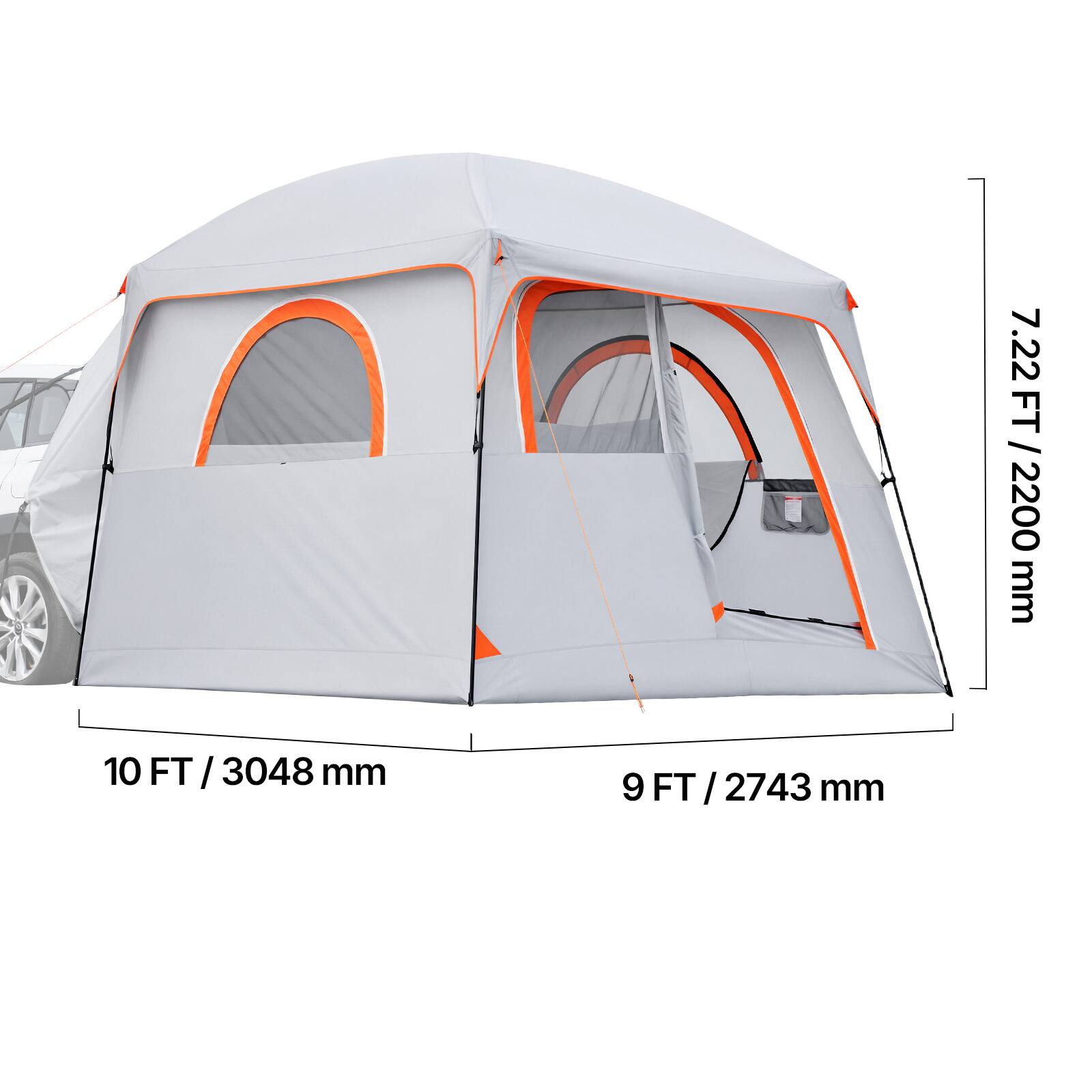 7.22 FT / 2200 mm  
10 FT / 3048 mm  
9 FT / 2743 mm