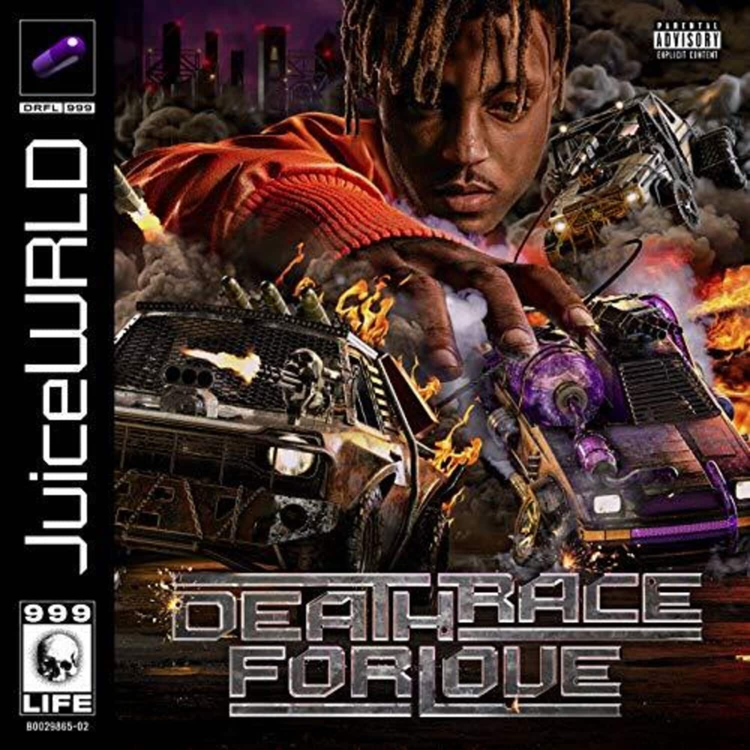 JuiceWRLD  
999  
DEATH RACE FOR LOVE  
80029865-02  

PARENTAL ADVISORY  
EXPLICIT CONTENT  

ORFL 999