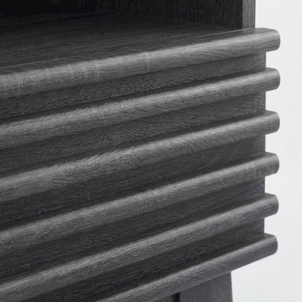 Back. FurniFact - Nightstand in Gray Tone with Contemporary Design, Sturdy Base, Sleek Finish - Gray.