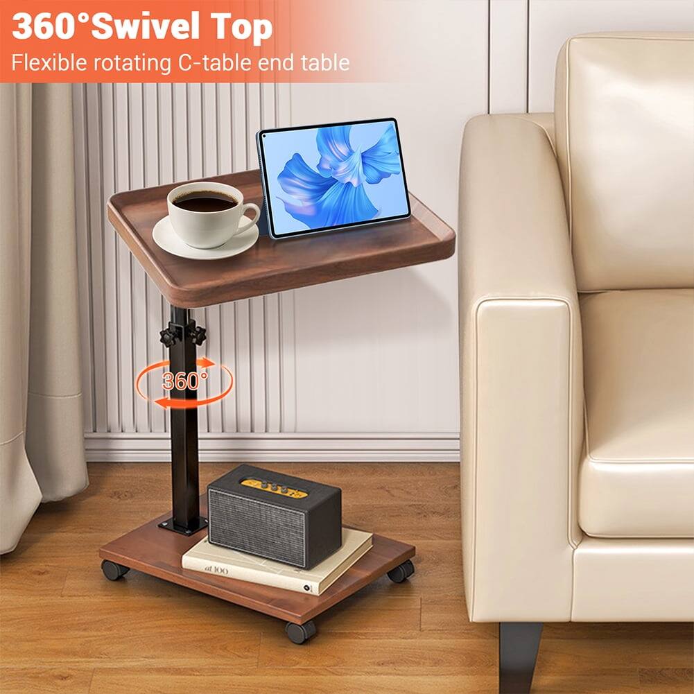 360° Swivel Top  
Flexible rotating C-table end table