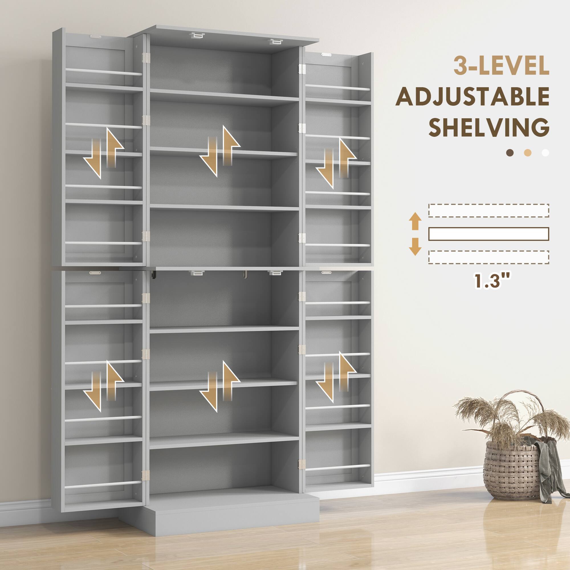 3-LEVEL ADJUSTABLE SHELVING
1.3"