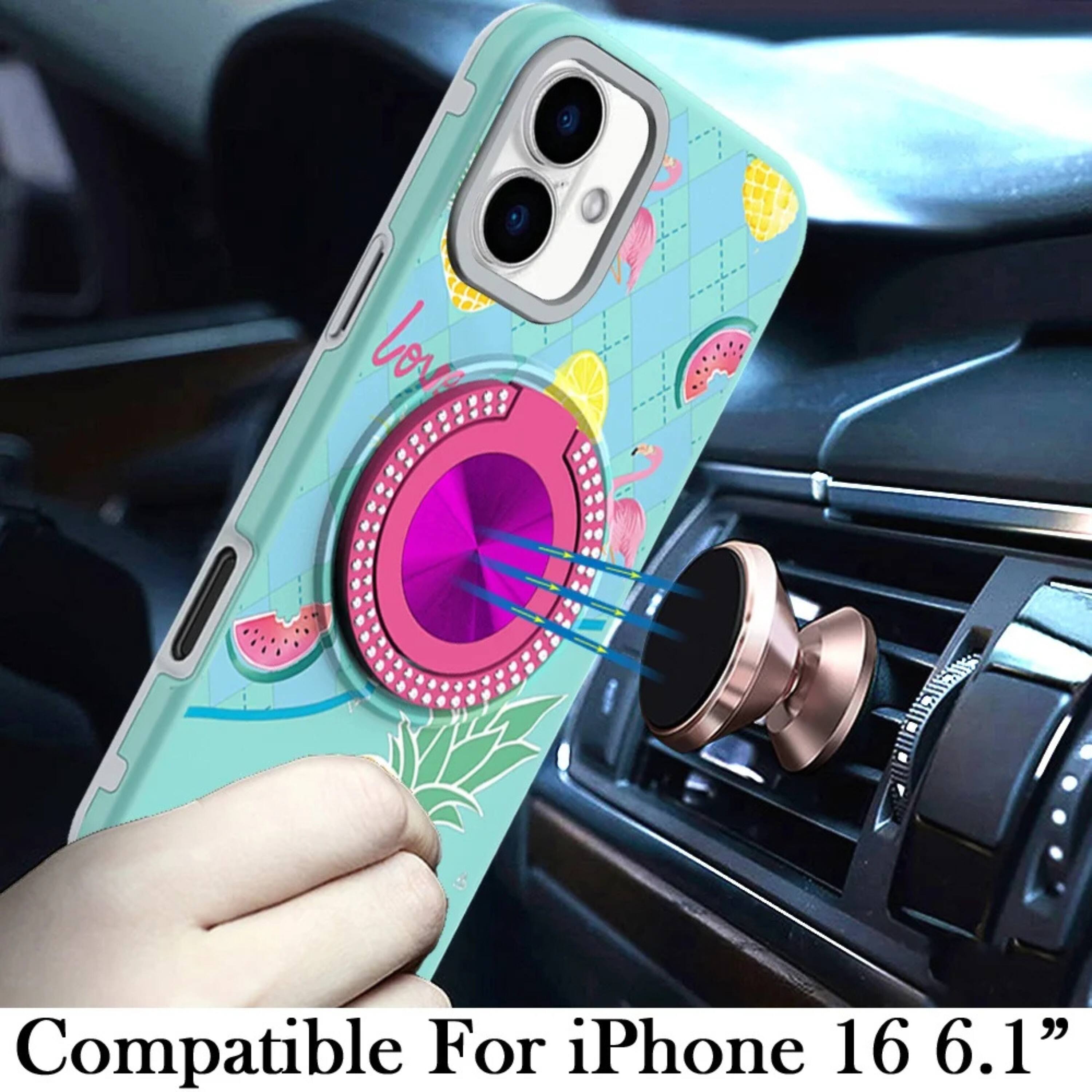 Kitcheniva Printed Bling 360 Rotating Ring Stand Phone Case With 2 ...
