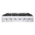 COSMO - COS-GRT366 36 in. Slide-In Counter Gas Cooktop with 6 Sealed Italian Burners, Cast Iron Grates, Metal Knobs - Stainless Steel