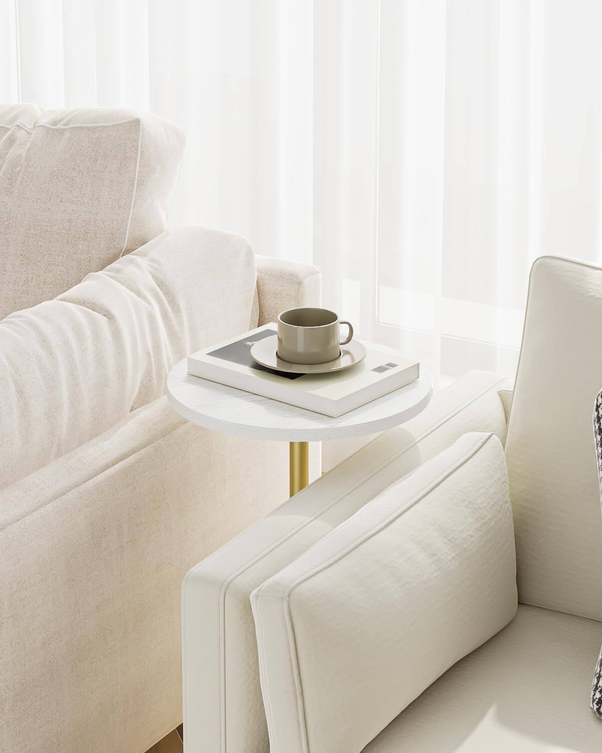 Alt View 5. PO3TICJUNKI3 - Drink Table Round Side For Spaces Pedestal End With Metal Base Living Room Bedroom Bathroom - 05.rustic Brown.