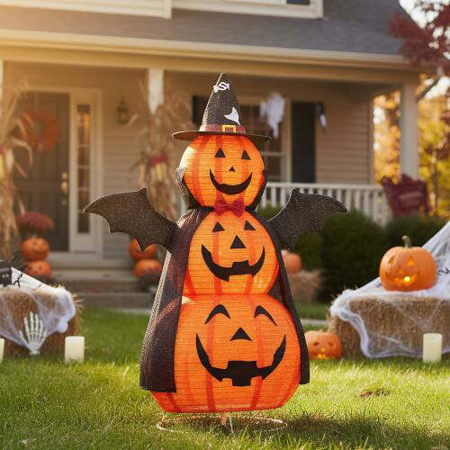 Alt View 10. Winado - 5FT Halloween Pop Up Collapsible Stacked Pumpkin with Pre-lit Light for Indoor Outdoor Front Porch Lawn Party Decoration - Orange.