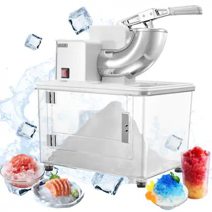 Front. VEVOR - Commercial Ice Crusher 661LBS/H,350W Electric Snow Cone Machine with 4 Blades,1400RPM Stainless Steel Shaved Ice Machine - White.
