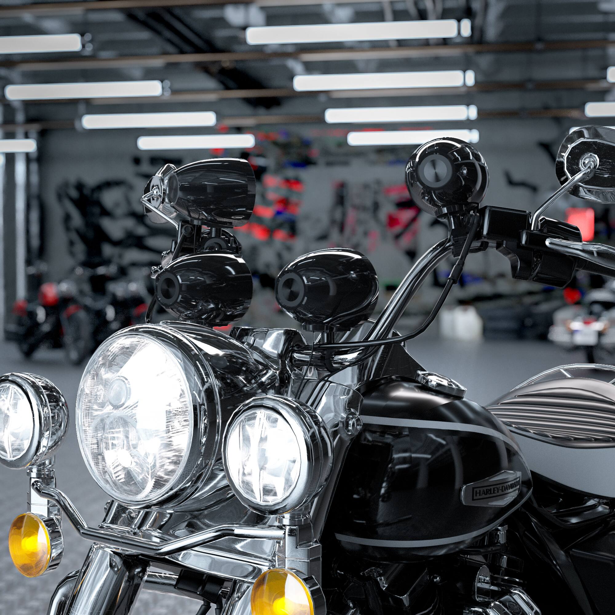 Alt View 5. GoHawk - Motorcycle Bluetooth Speakers, 4-Speaker Waterproof Amplifier 4.1-CH Stereo Audio System w/ 4.25" Speakers for ATV, UTV - Black.