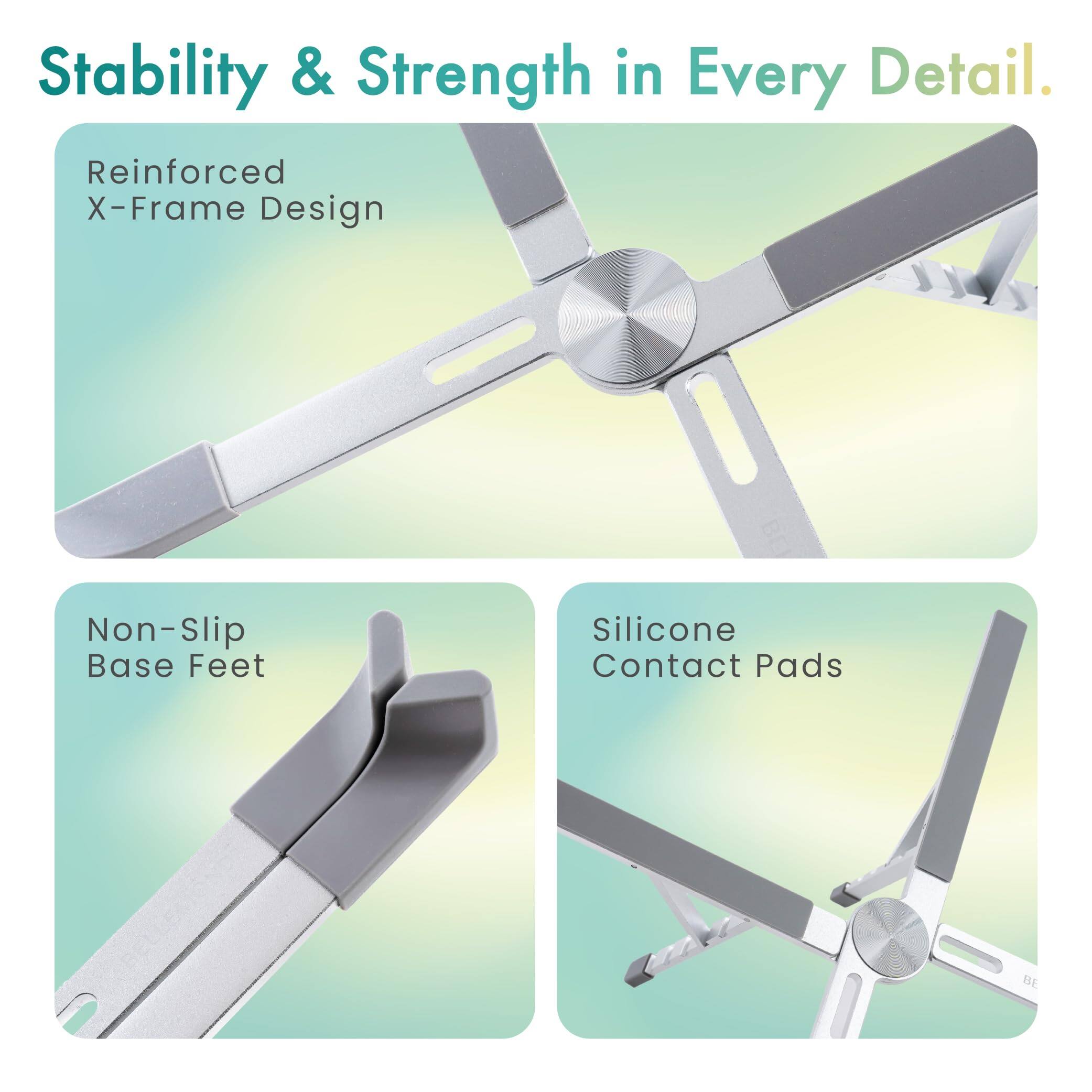 Stability & Strength in Every Detail.

Reinforced X-Frame Design

Non-Slip Base Feet

Silicone Contact Pads