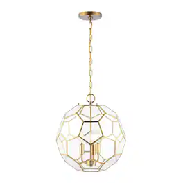 Jonathan Y - Bee 13.5" 3-Light Modern Bohemian Iron/Glass LED Pendant, /Clear - Brass Gold