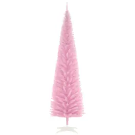 PULUZ - 7ft Unlit Pencil Artificial Christmas Tree with Realistic Branches and 499 Tips, Plastic Base - Pink