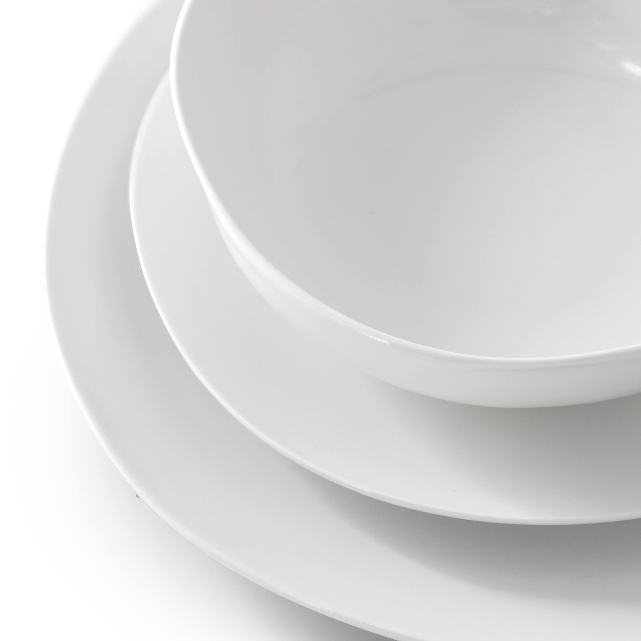 Alt View 3. Gibson - Gibson Home Aspen Drift 12 Piece Organic Round Ceramic Dinnerware Set in White - White.