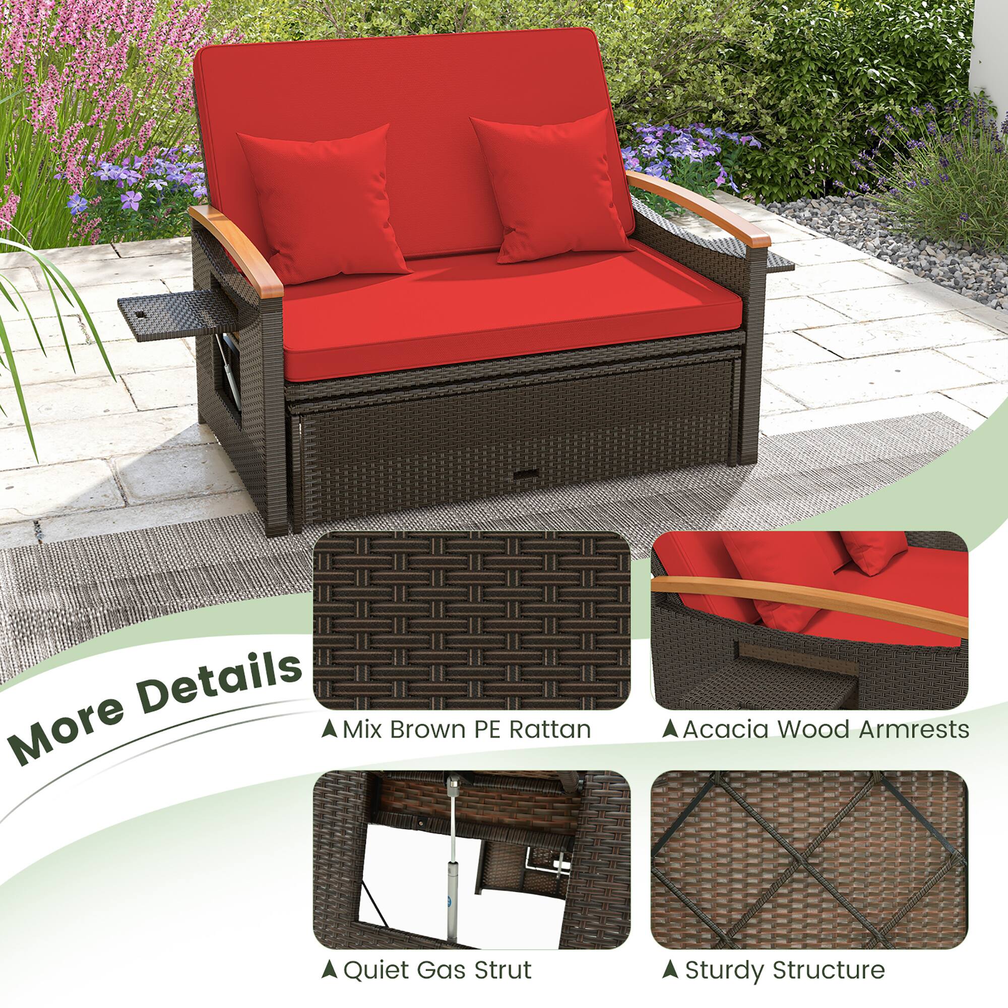More Details
Mix Brown PE Rattan
Acacia Wood Armrests
Quiet Gas Strut
Sturdy Structure