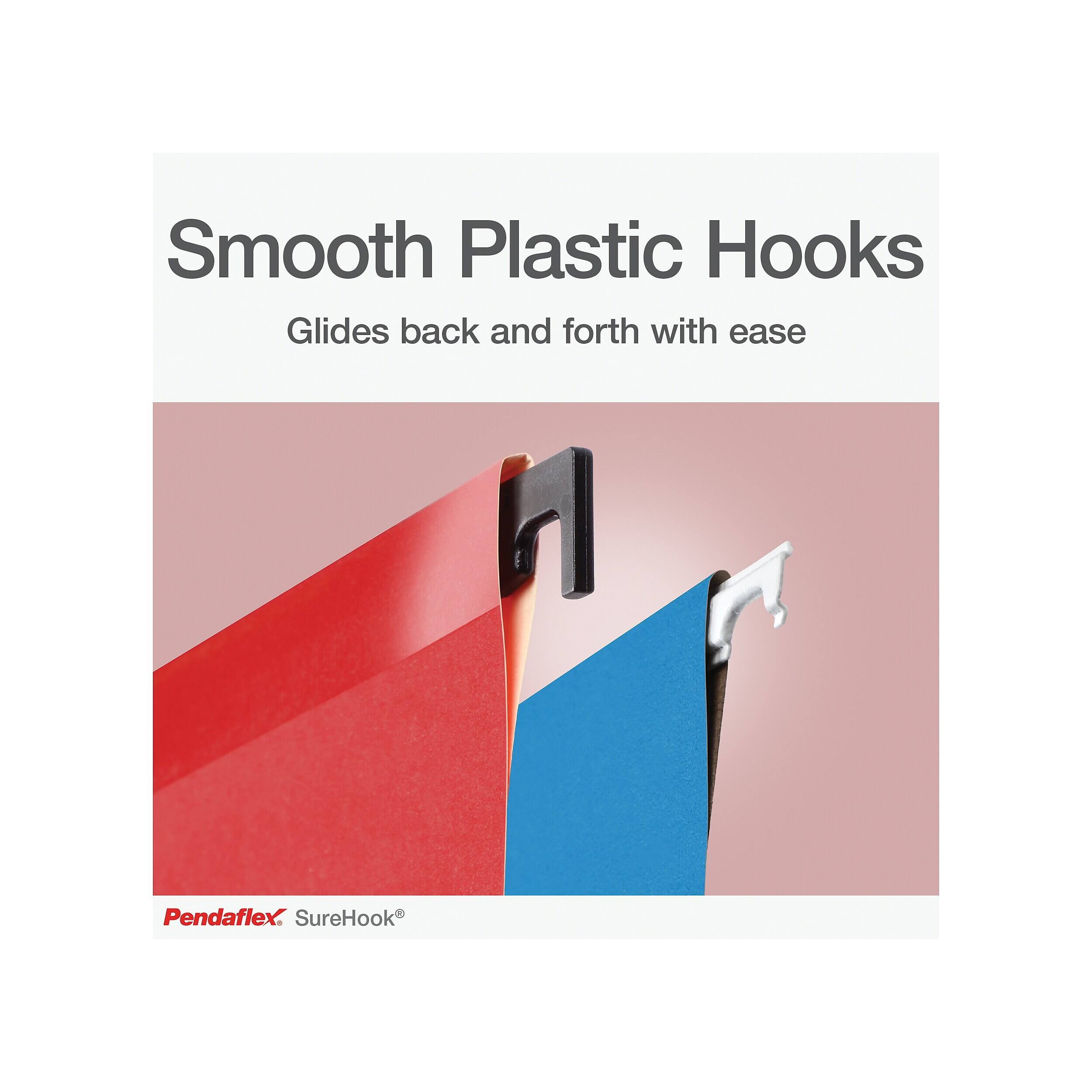 Smooth Plastic Hooks  
Glides back and forth with ease  

Pendaflex® SureHook®