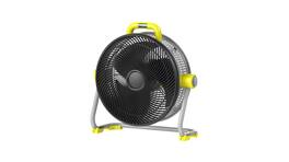 Homevol - Portable Fan with Light – AC/Battery/DC Powered, 6 Speeds, Works with Battery, for Camping, Jobsite, Garage - Black & Yellow