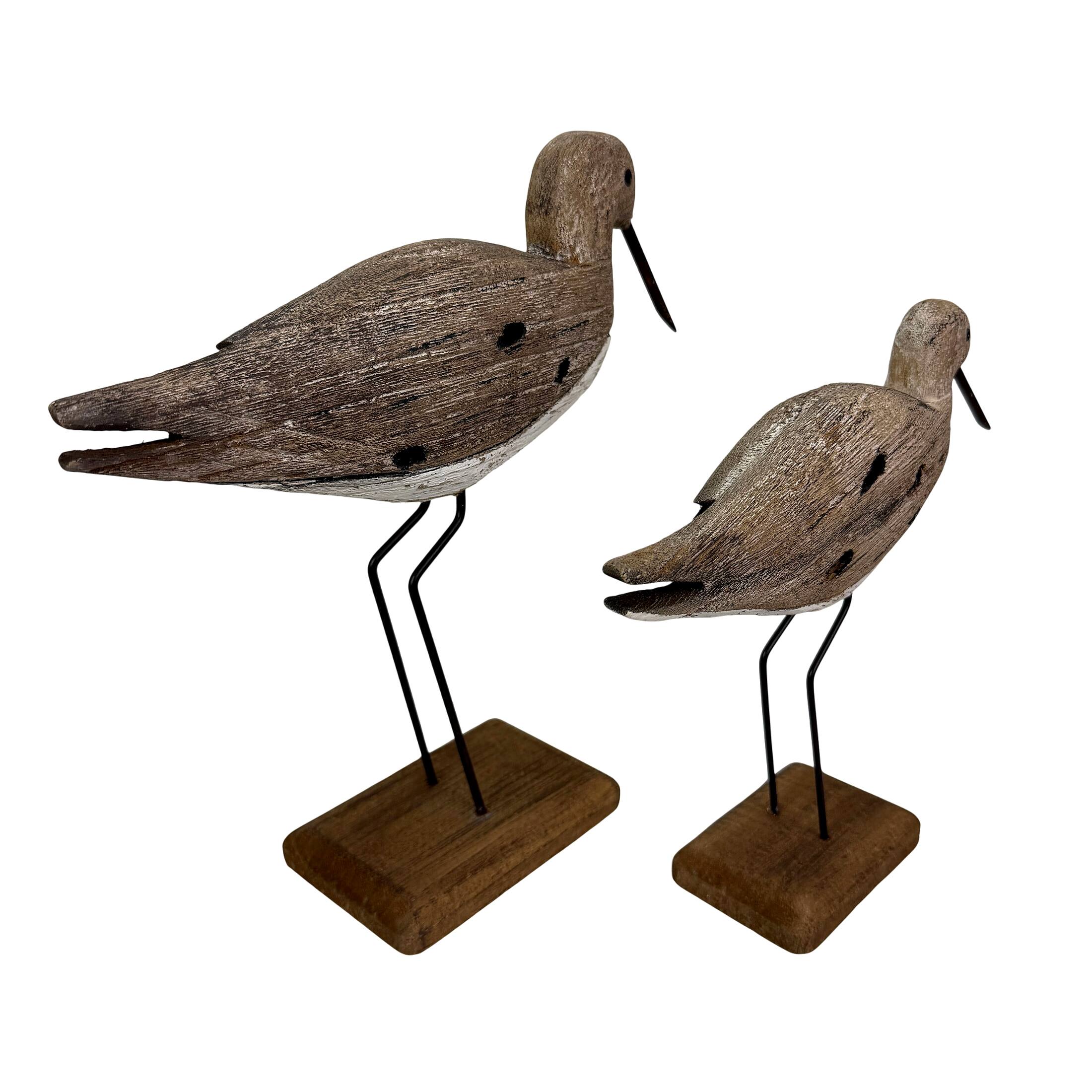 Alt View 2. Things2Die4 - Set of 2 Weathered Wood Sea Bird Statues Coastal Table Decor 10.75 In - Beige.