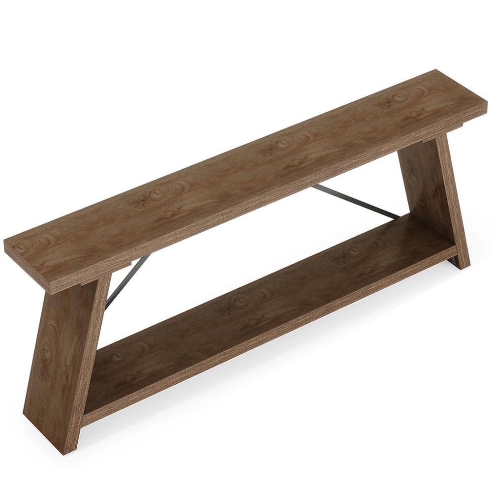 Left. Kadyn - Console Sofa Table, Display Shelf,70.9" Console Table, Extra Long Sofa Table Behind Couch,Walnut - Brown.