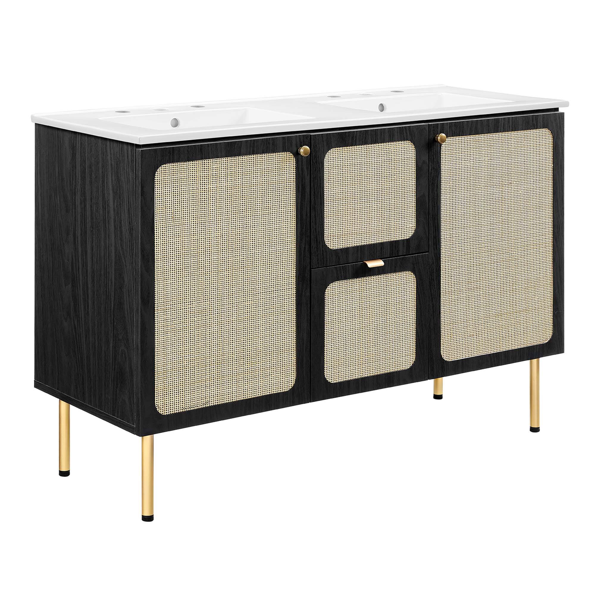 Angle. Modway - Chaucer 48" Bathroom Vanity with White Basin Included by Modway - Black White.