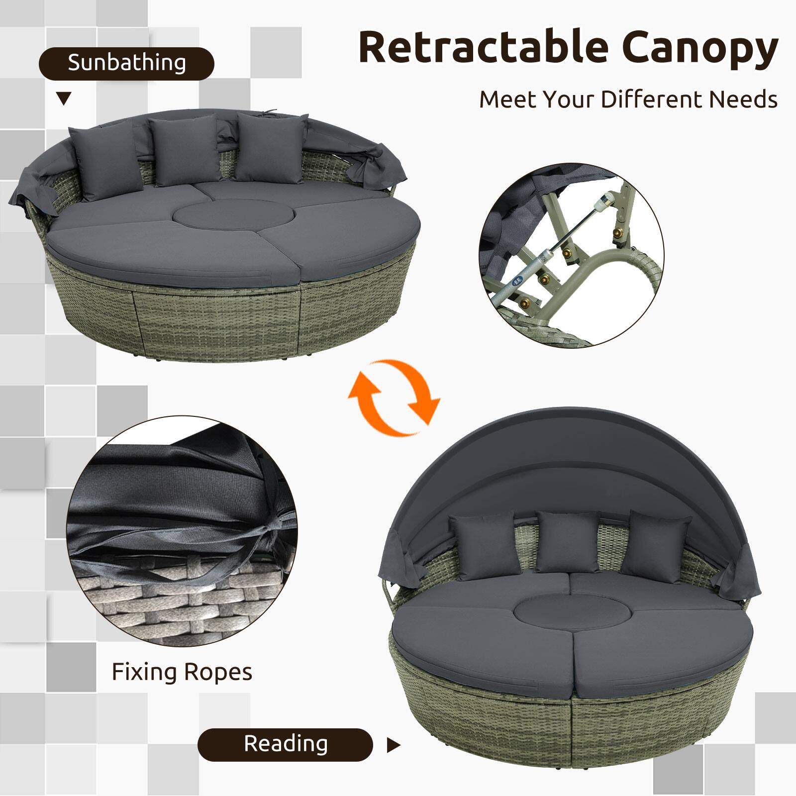 Sunbathing Retractable Canopy Meet Your Different Needs Fixing Ropes Reading