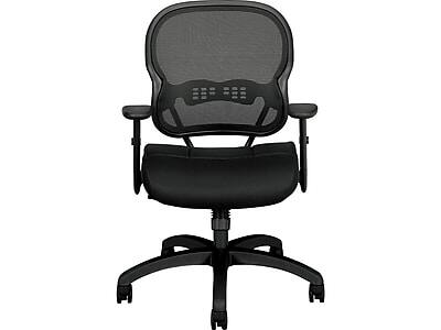 Front. HON - HON Wave Mesh Mid-Back Chair, Synchro-Tilt, Adjustable Arms, Black Sandwich Mesh (BSXVL712MM10) - Black.
