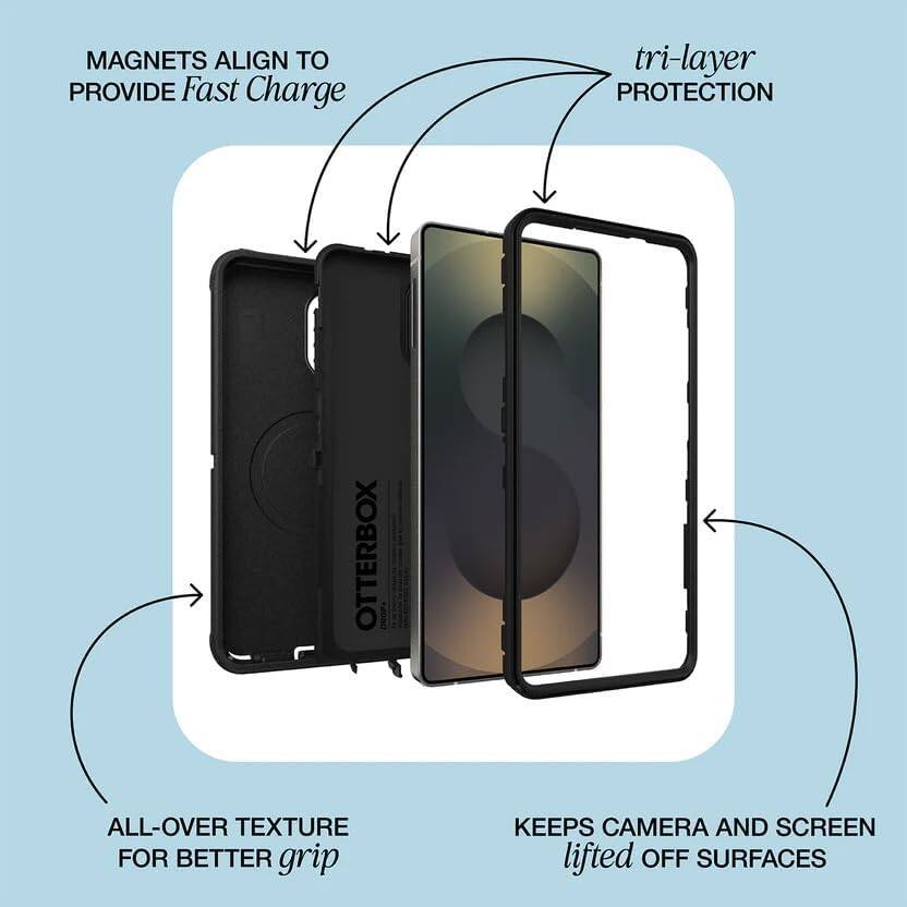 MAGNETS ALIGN TO PROVIDE Fast Charge  
tri-layer PROTECTION  
OTTERBOX  
ALL-OVER TEXTURE FOR BETTER grip  
KEEPS CAMERA AND SCREEN lifted OFF SURFACES