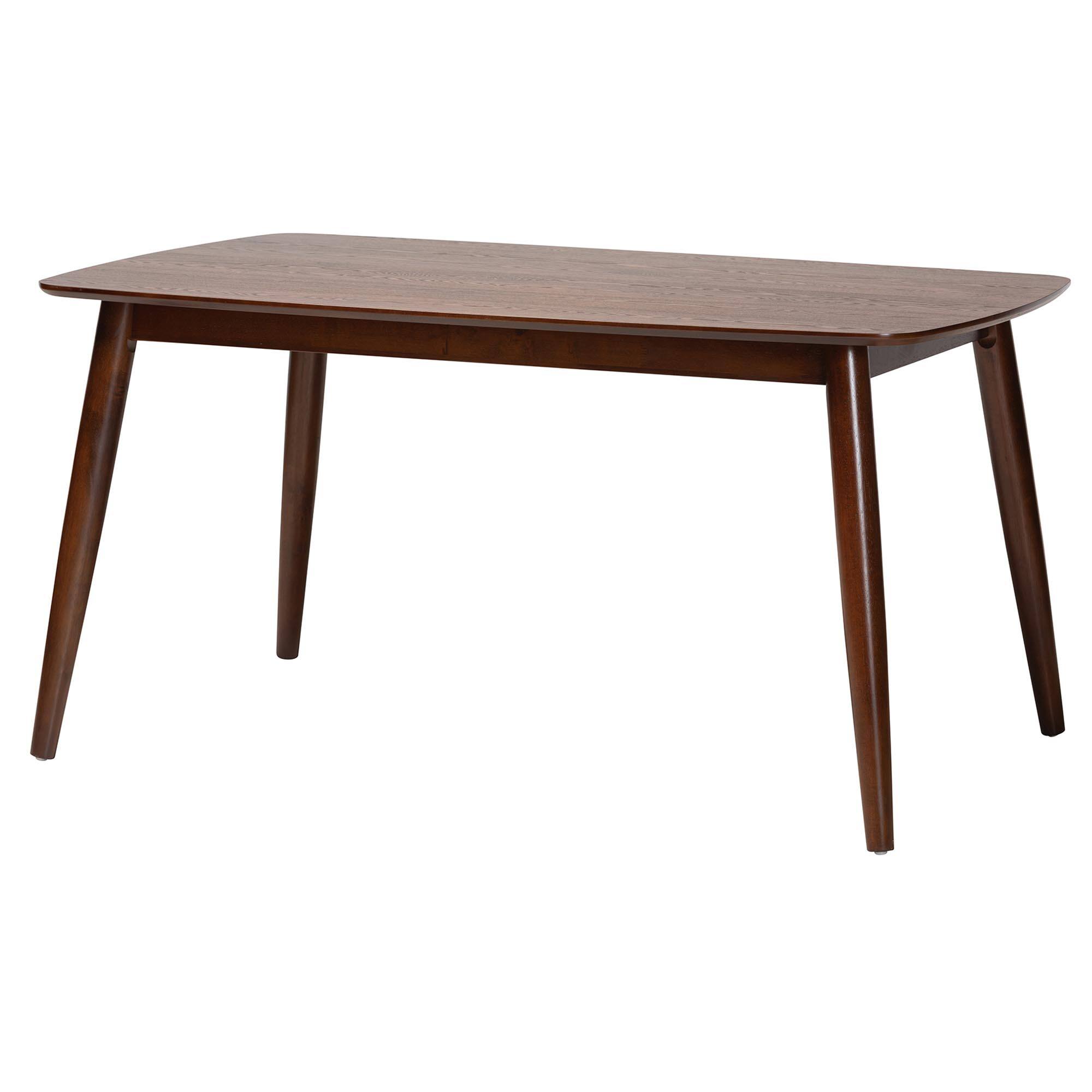 Front. Baxton Studio - Flora Mid-Century Modern Finished Wood Dining Table - Walnut Brown.