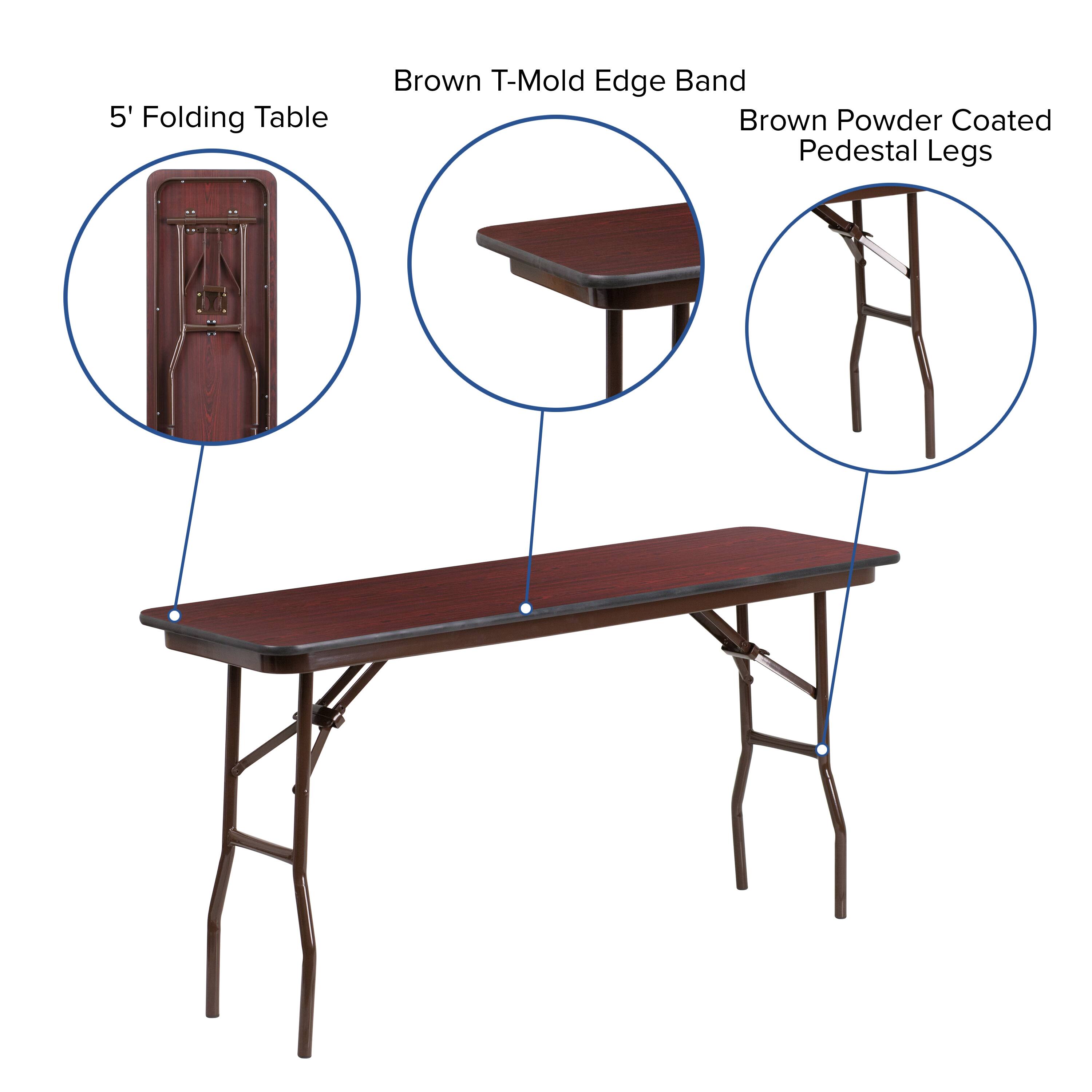 Alt View 14. Alamont Home - 5-Foot Mahogany Melamine Laminate Folding Training Table - Mahogany.