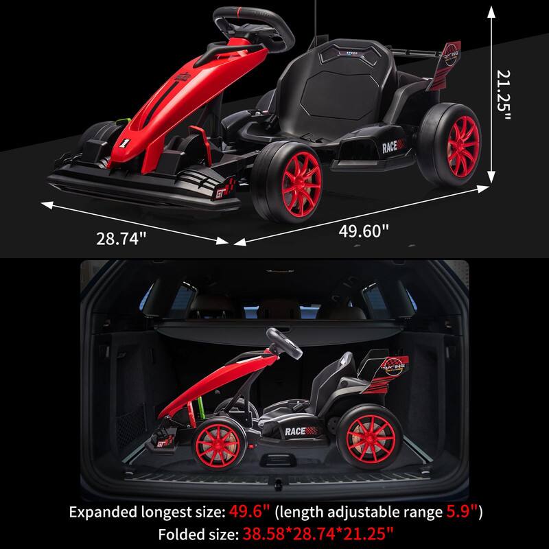 RACE RNG

Expanded longest size: 49.6" (length adjustable range 5.9")

Folded size: 38.58" x 28.74" x 21.25"