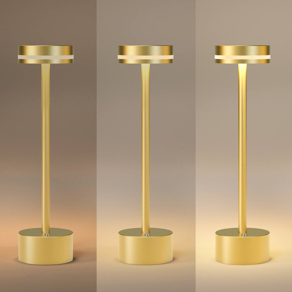 Alt View 2. ONEWISH - 2-Pack Gold Cordless LED Table Lamp – Rechargeable Touch Control Night Light, Perfect Holiday Home Décor & Gift - Gold.