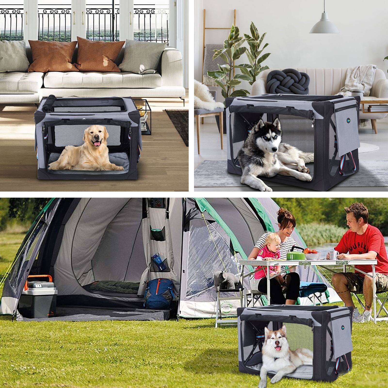 Alt View 8. Ownpets - 38" 3 Door Collapsible Dog Crate.