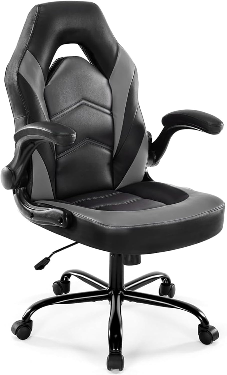 Angle. Sweet - Gaming Chair Office Desk Leather Ergonomic Computer Chairs for Adults, Teens - Black Grey.