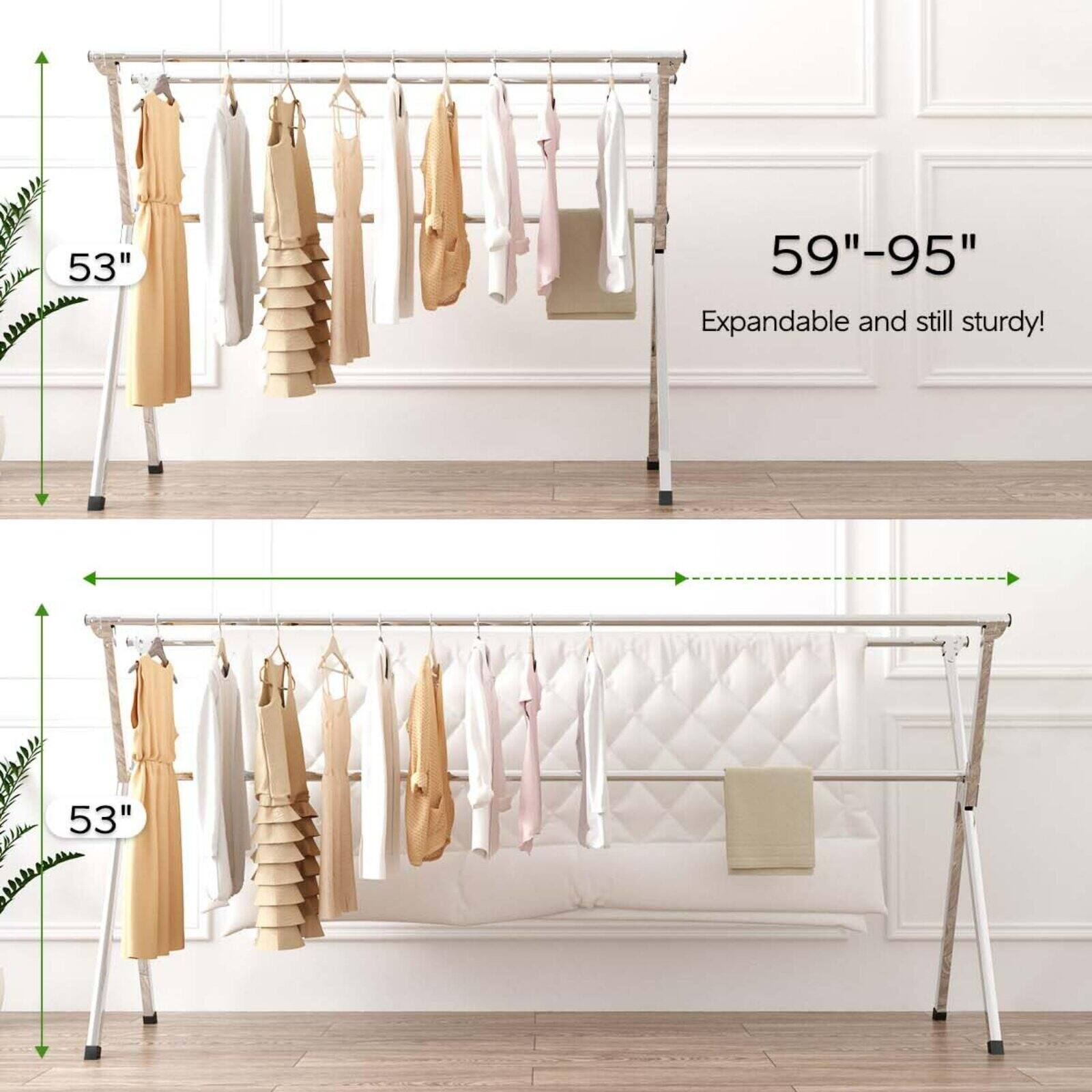 53"  
59"-95"  
Expandable and still sturdy!