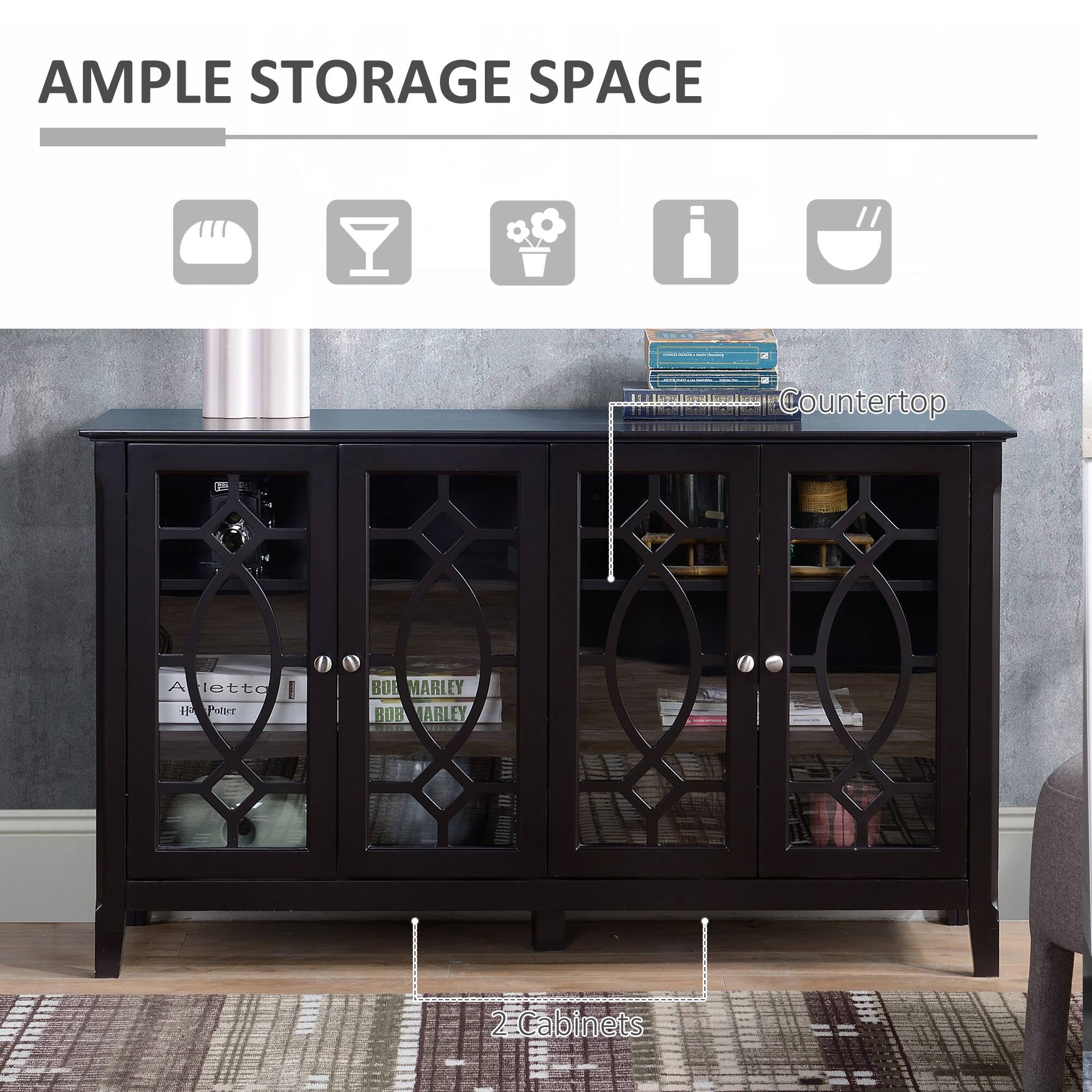AMPLE STORAGE SPACE

- Countertop
- 2 Cabinets