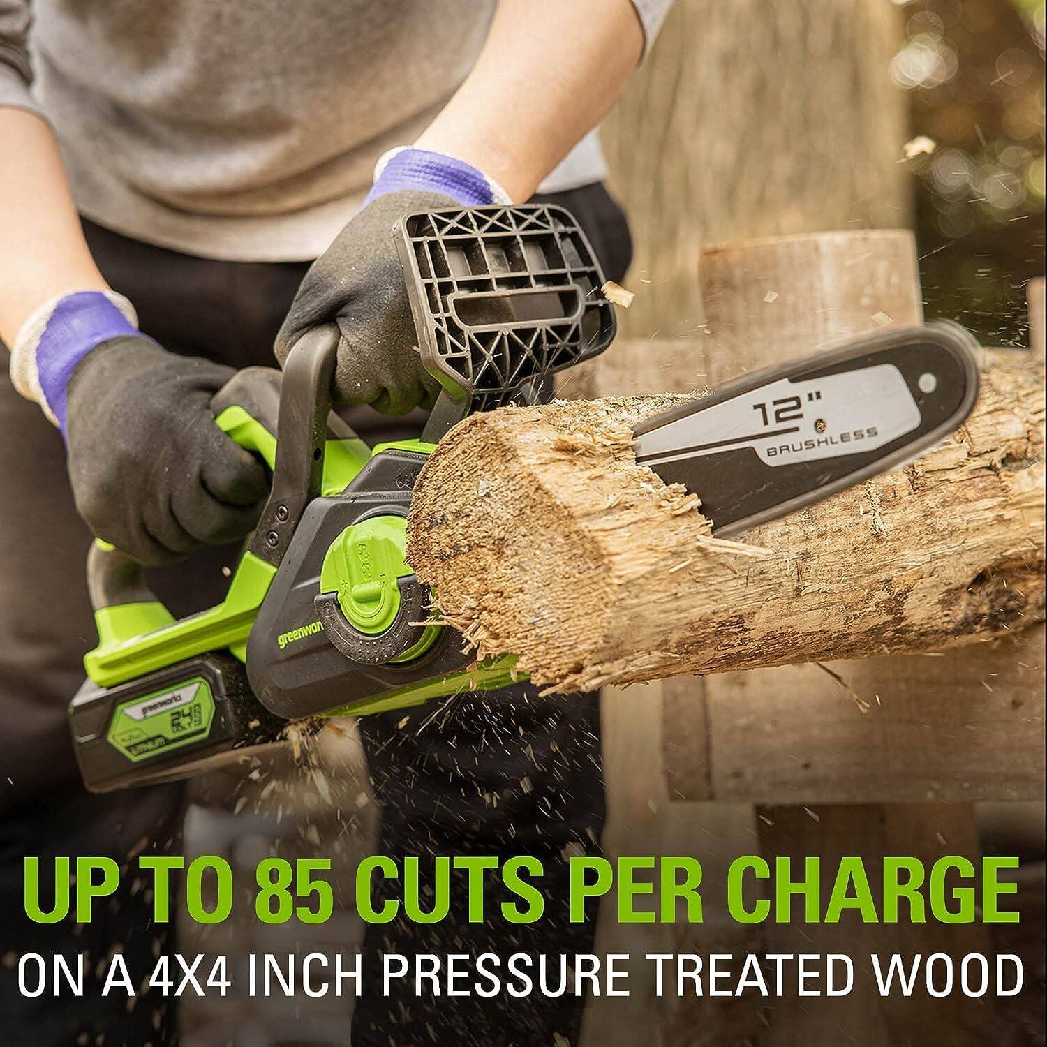12" Brushless Greenworks 6 P

Up to 85 cuts per charge on a 4x4 inch pressure treated wood