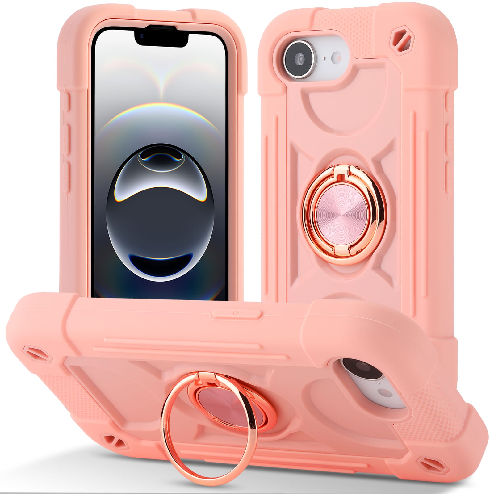 UUCOVER - Rugged Protective Case for iPhone 17e / iPhone 16e,Shockproof Double Ring Stand Case Heavy Duty Silicone +PC Back Cover - Rosegold price history on PriceWatchPro