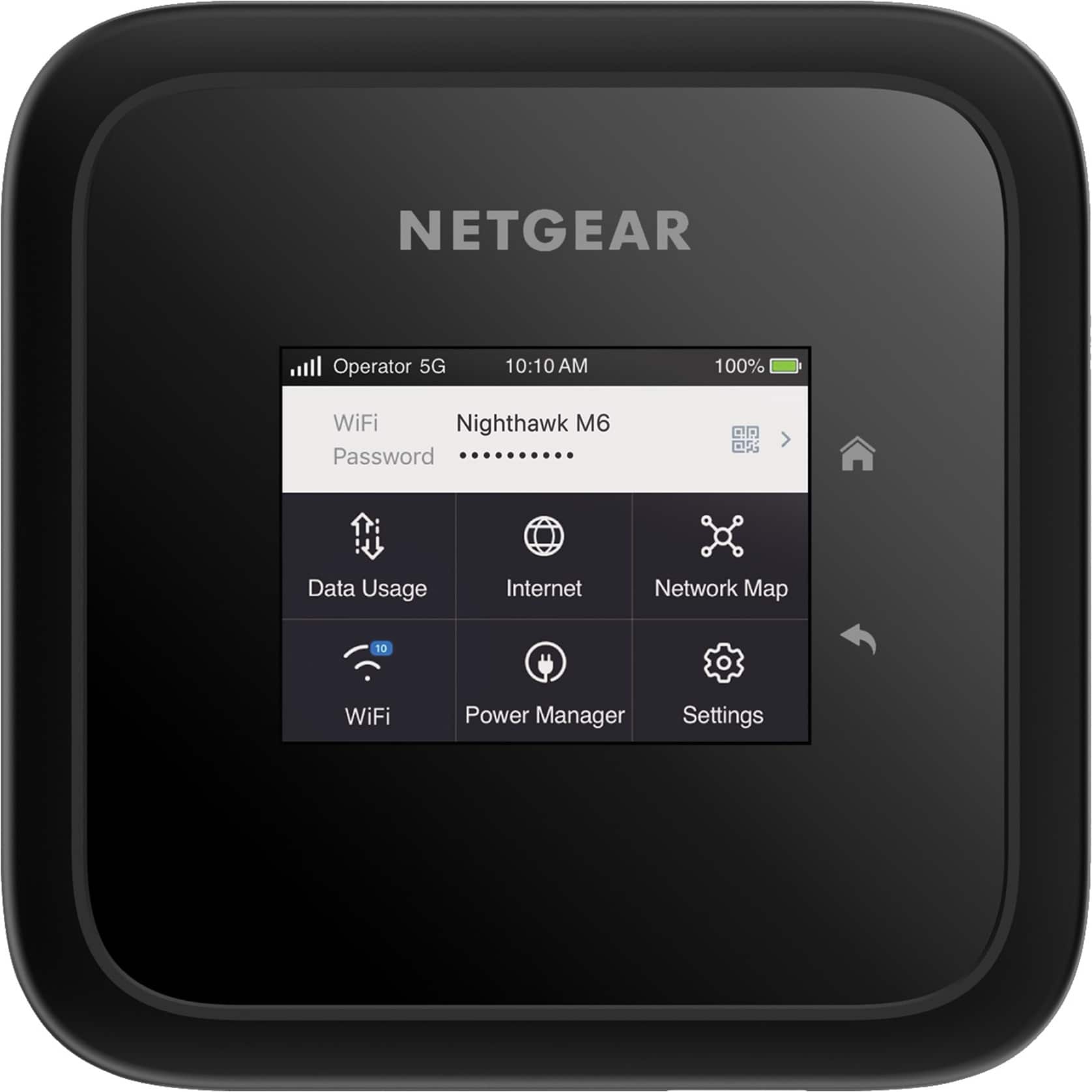 Left. NETGEAR - Nighthawk M6 5G WiFi 6 Hotspot - Black.