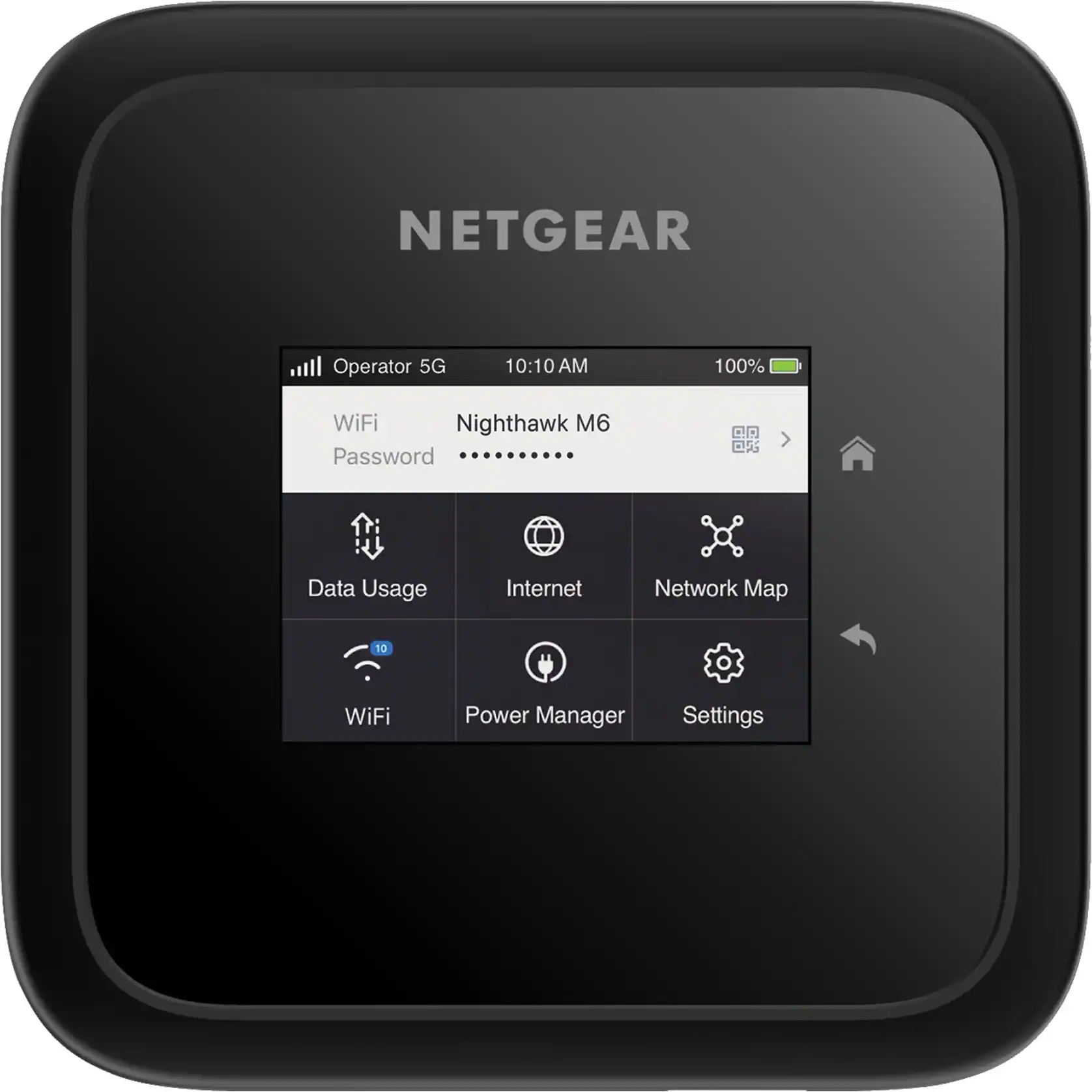 Left. NETGEAR - Nighthawk M6 5G WiFi 6 Hotspot - Black.