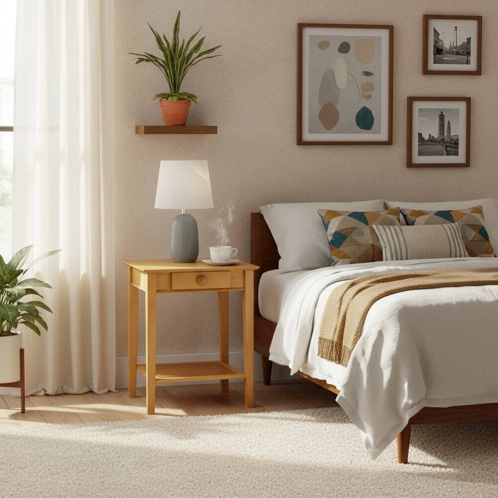 Back. FurniFact - Printer End Table - Honey.