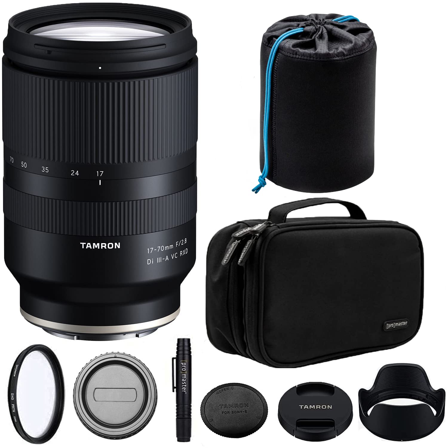 Tamron - 17-70mm F/2.8 Di III-A VC RXD Lens for Sony E Mount with Advanced Accessory and Travel Bundle | 17-70 mm Lens - Black