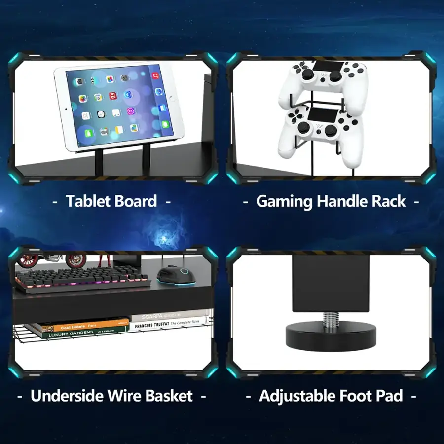 Tablet Board - Gaming Handle Rack - Underside Wire Basket - Adjustable Foot Pad