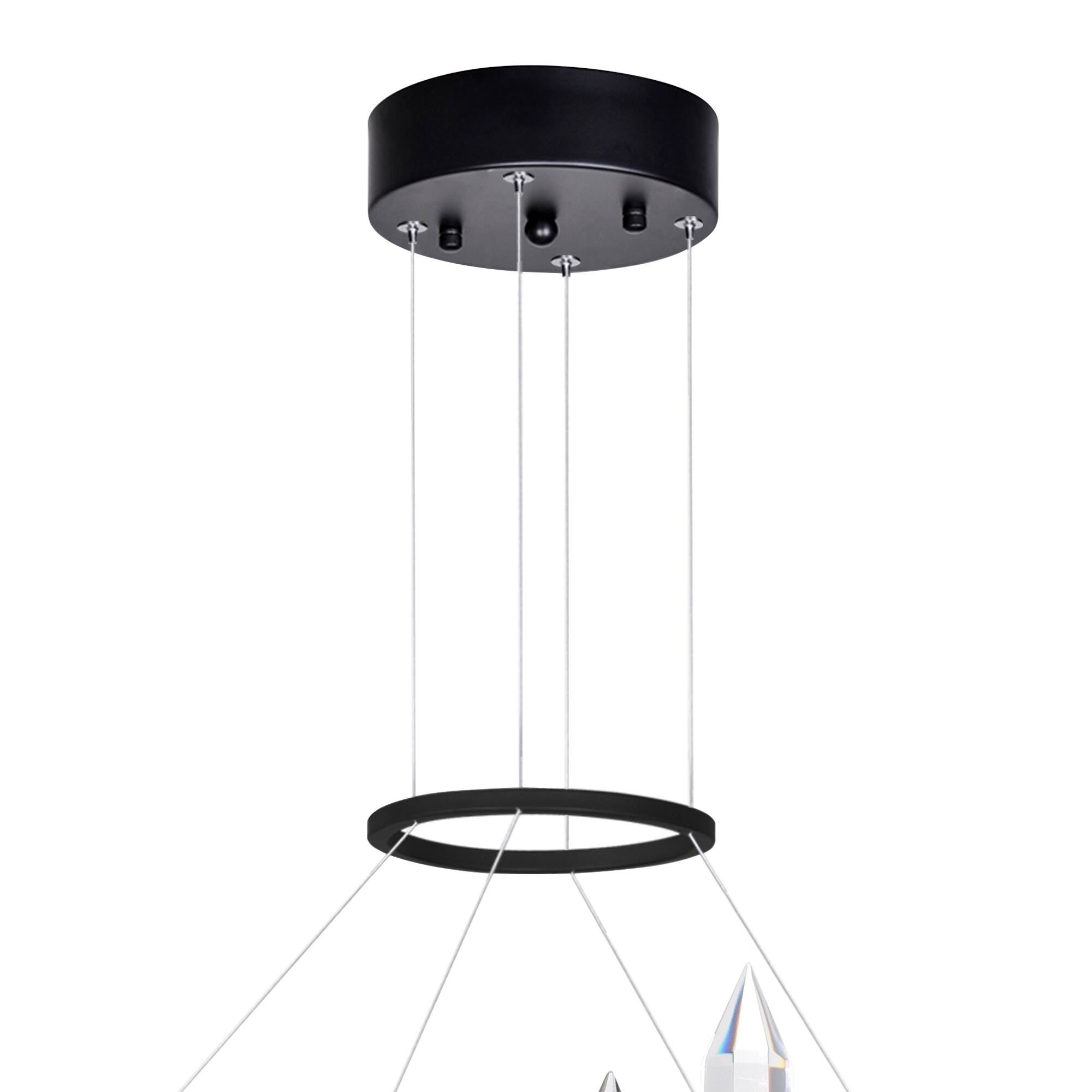 Angle. CWI Lighting - Juliette LED Chandelier With Black Finish - Black.