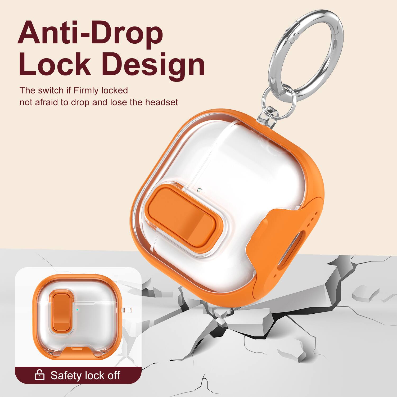 Anti-Drop Lock Design  
The switch is firmly locked, not afraid to drop and lose the headset.  
Safety lock off