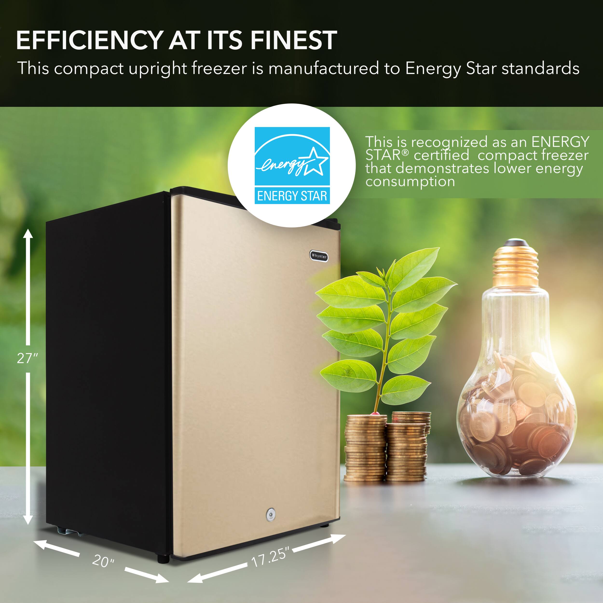Angle. Whynter - 2.1 cu.ft Energy Star Upright Freezer with Lock - Rose Gold.