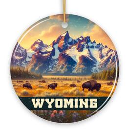 OrnamentallyYou - Majestic Wyoming Prairie Ornament, Grand Teton Bison Christmas Gift and Western Landscape Souvenir - Multi-colored