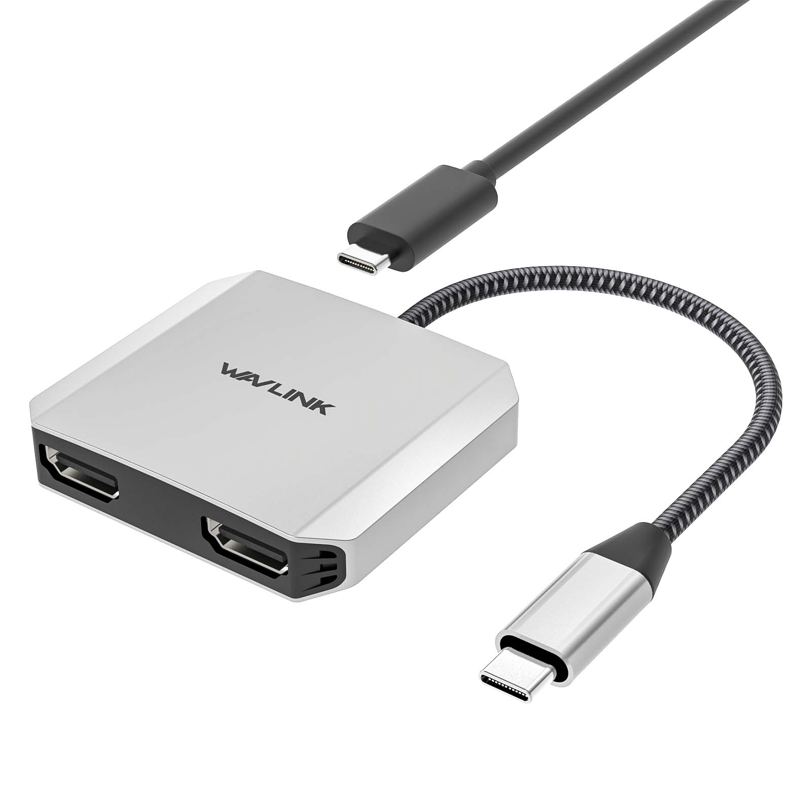 Back. WAVLINK - WAVLINK USB C to Dual HDMI Splitter 4K@60Hz, 3-In-1 HDMI Adapter with 87W Power Delivery, Dual Monitors Adapter Powered.